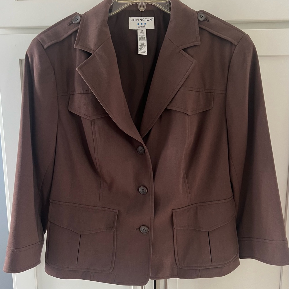Brown 3/4 Sleeve Full Lined Jacket 12 by Covington